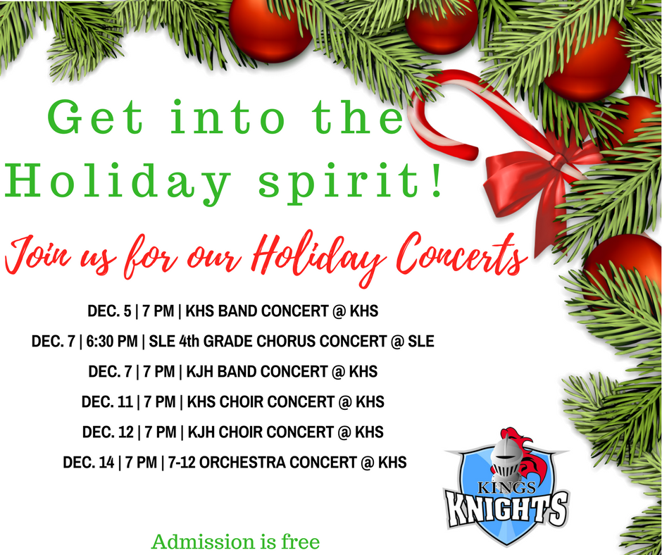2017 Kings Holiday Concert Schedule